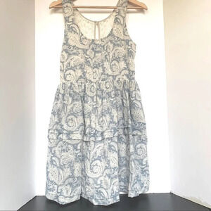 ANTHROPOLOGIE Blue & White Paisley Mini Dress S